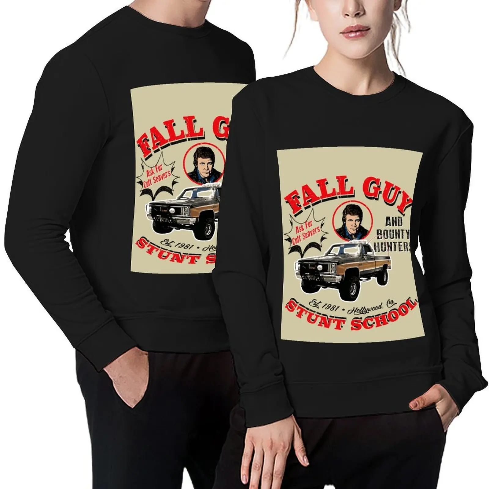 

Fall Guy Stunt School and Bounty Hunters Pullover clothes for men mens clothing men clothes anime clothes sweatshirt men