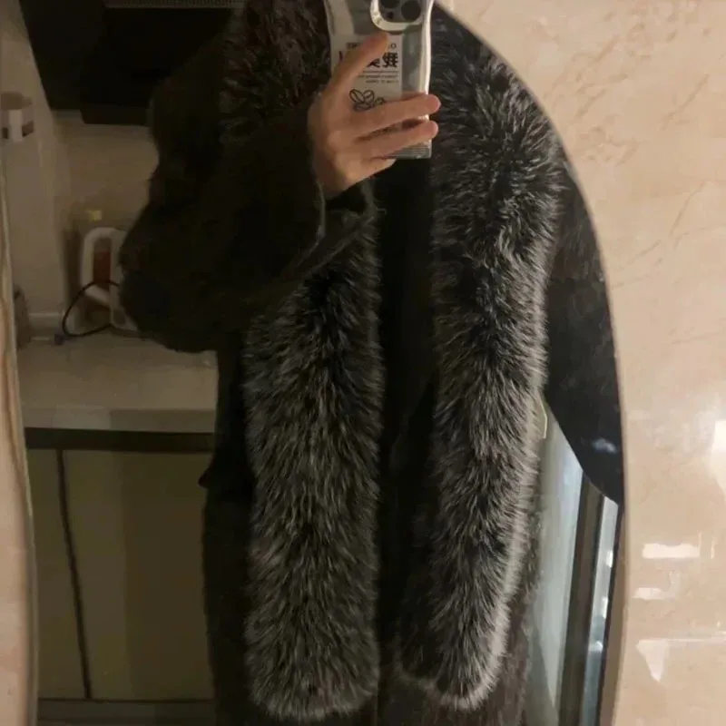 فو الثعلب الفراء وشاح النساء الرجال شتاء دافئ سميكة تطول طويل شال طوق الرقبة فستان كيب شالات الحفلات #5