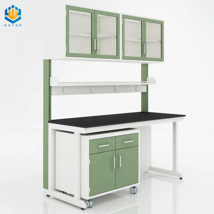 College laboratory furniture chemistry lab work bench with wall cabinet