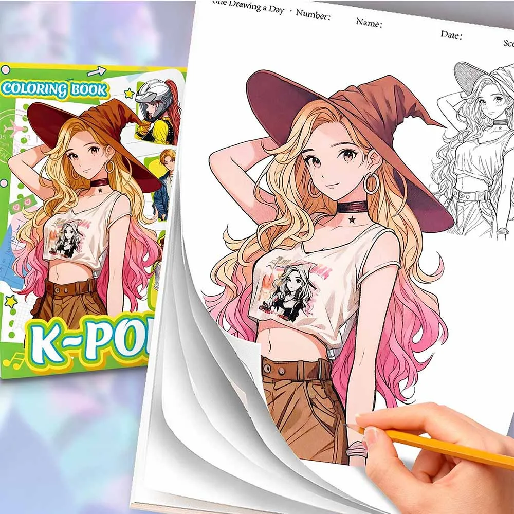 K-Pop Inspired Coloring Book – Original Idol Style Line Drawings, Trendy Fashion Sketch Pages, Creative Gift for Fans