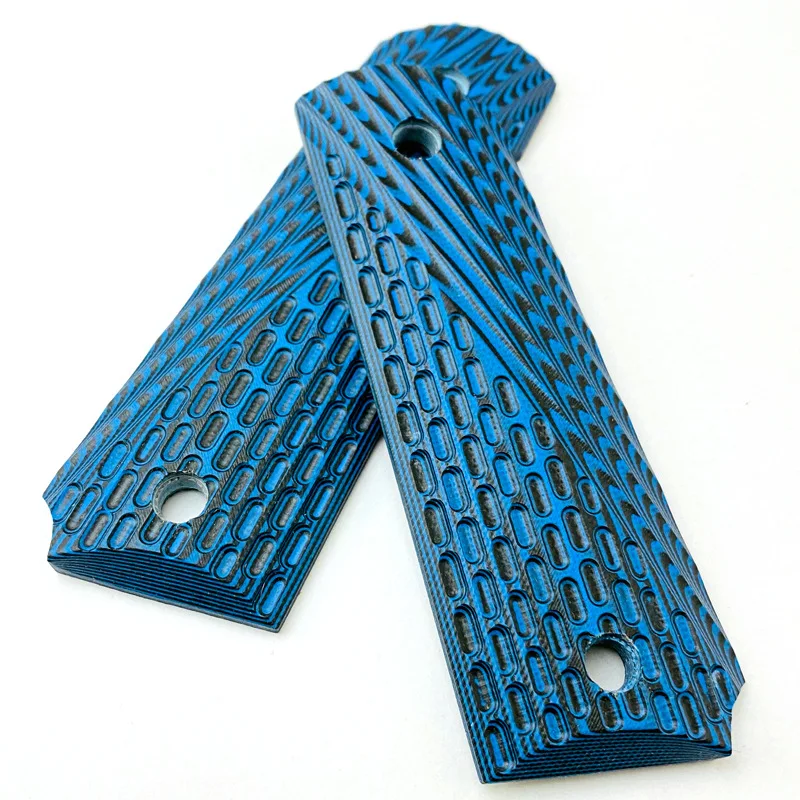 2Pcs tactics pistol 1911 Tactics Handle Patch Custom Non-slip Grips Blue G10 Material Replacement for 1911 Models Grip accessory