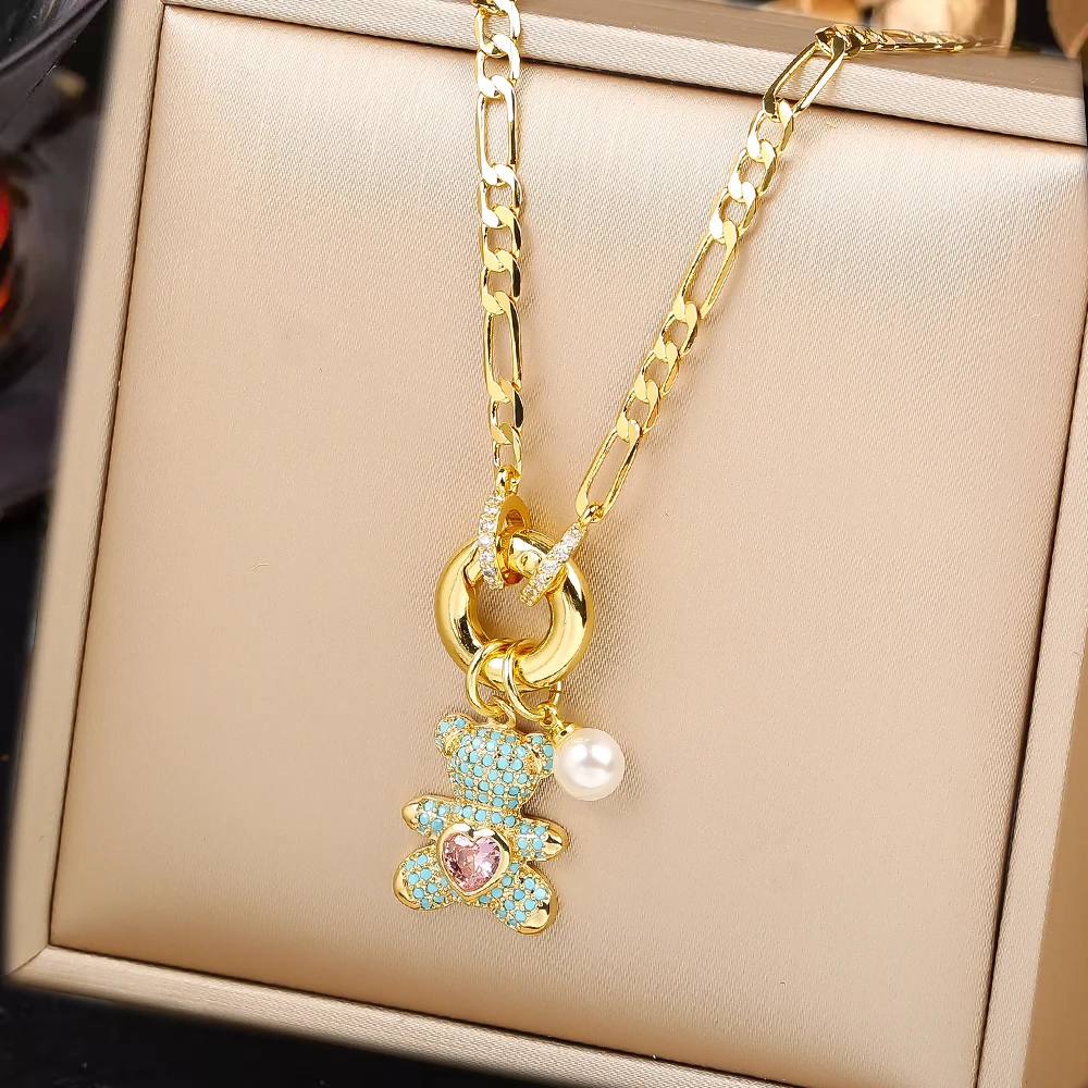 Hot Sale Cute Animal Bear Crys - Pearl Trim Chain recension och pris