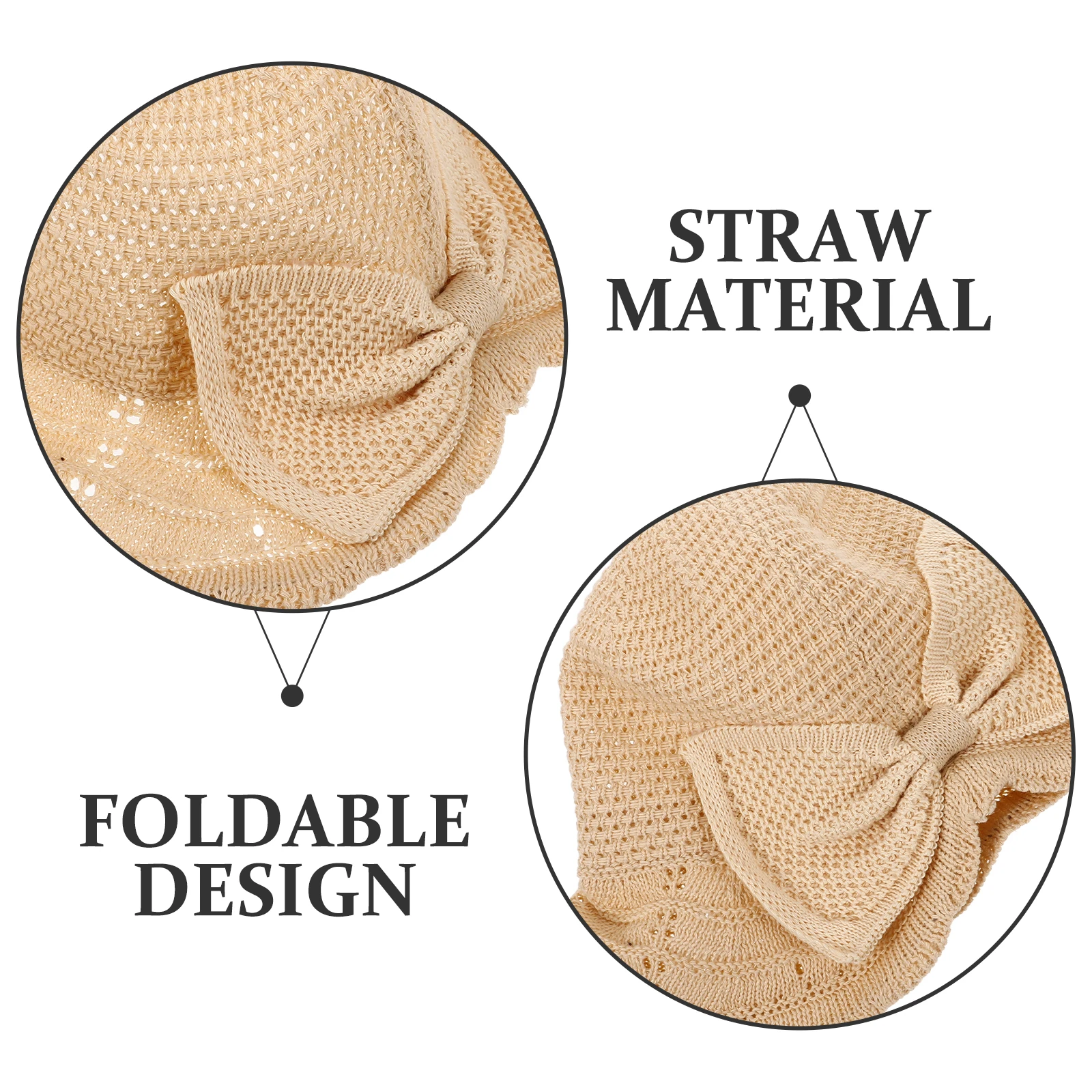 

Sun Visor Bucket Hat Beach Hats for Women Sunhats Knitted Seaside Block Bow Tie