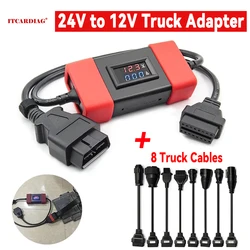 24V to 12V Truck Connector 24 Volt to 12 Volt Heavy Duty Truck Diesel Adapter Cable with 8 Truck Cable For Easydiag OBD2 Scanner