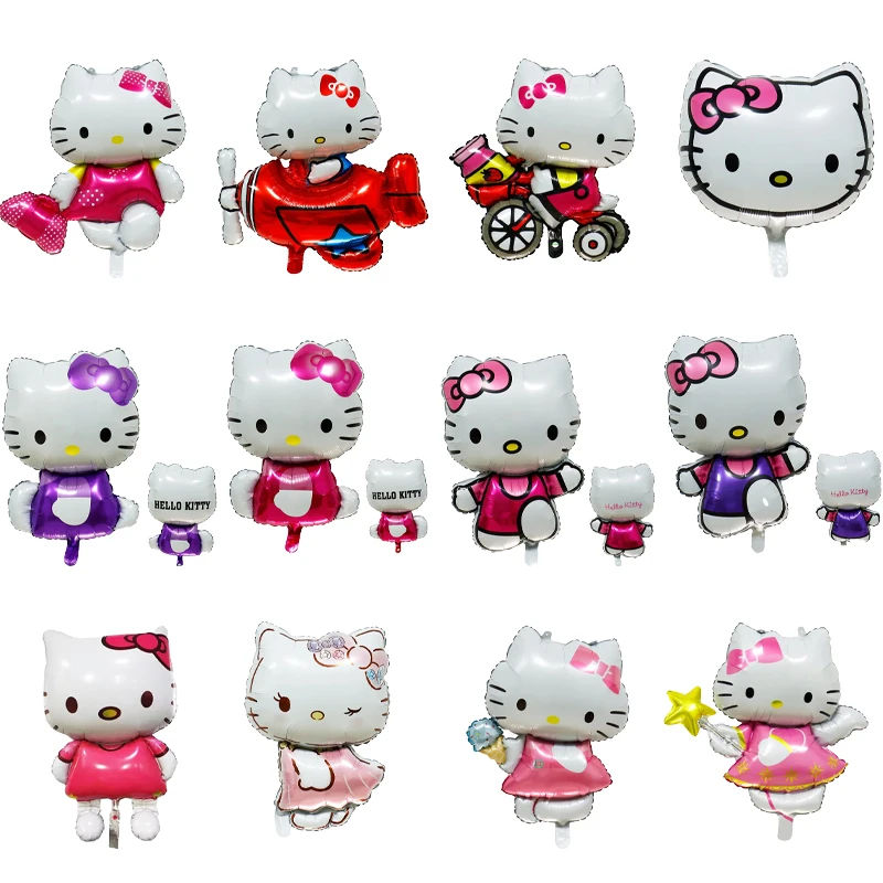 Kawaii Sanrio Cartoon Angel Hello Kitty Balloon Kids Girl Cat Balloon Happy Birthday Party Baby Shower Decoration Toy