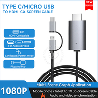 LD39 Wire HD Streaming Display TV Stick Dongle Micro USB Type C to HDMI Compatible Cable Mirroring Screen for Phone Tablet to TV