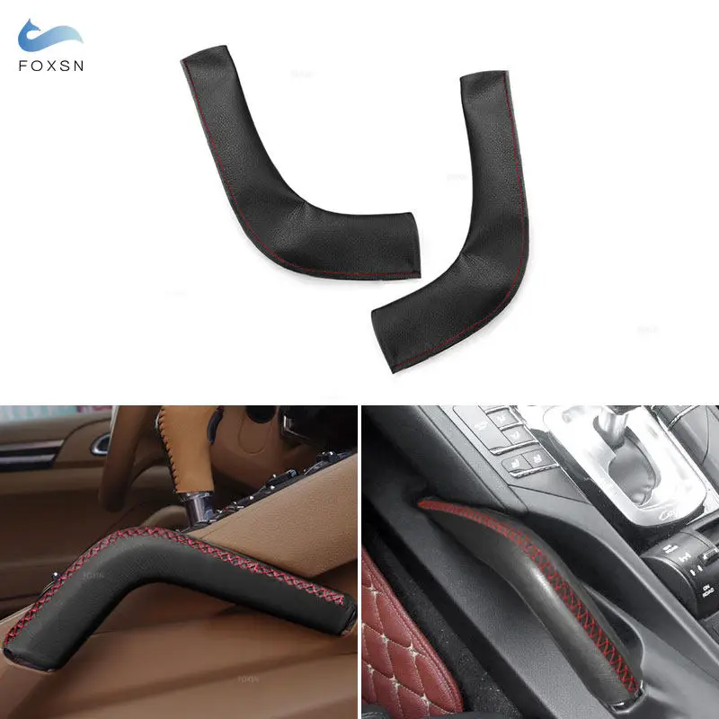 Microfiber Leather Car-styling Center Armrest Handle Cover Trim For Porsche Cayenne 2011 2012 2013 2014 2015 2016 2pcs Black