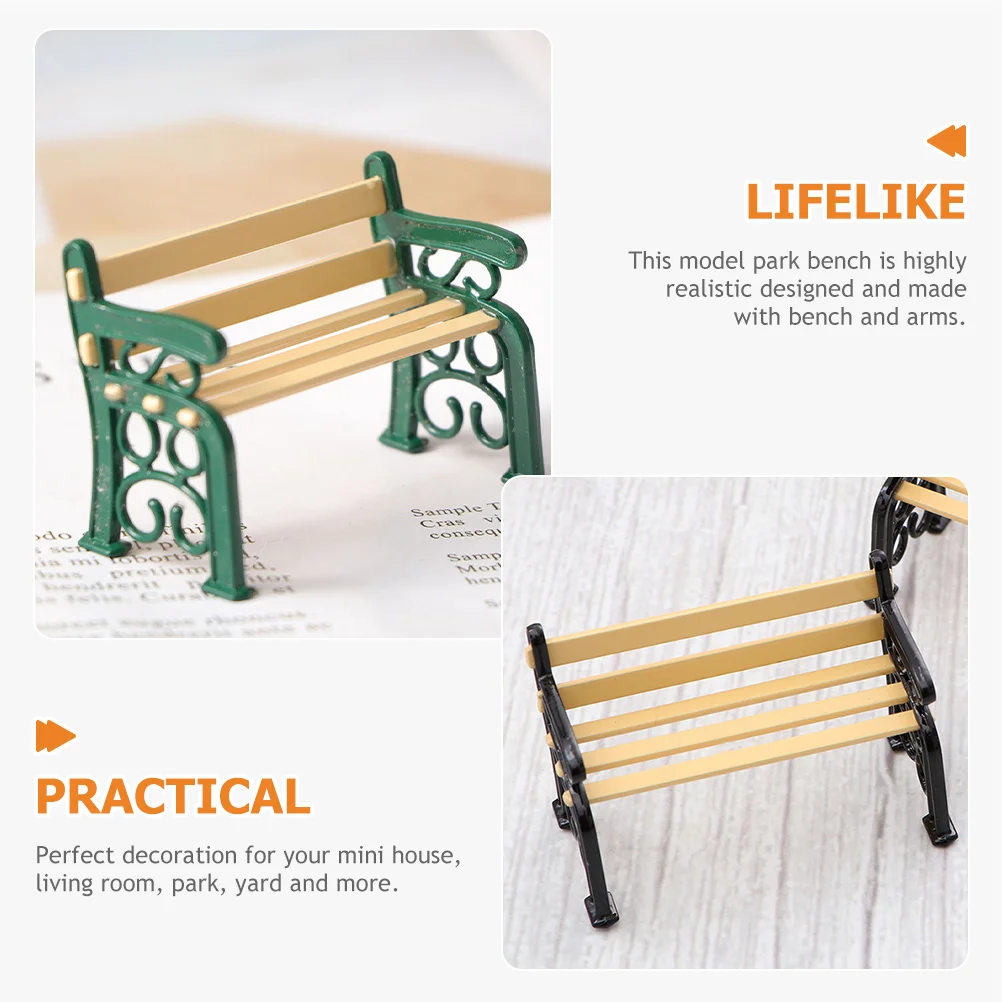 2 Stück Miniatur-Parkbank im Retro-Stil, Kinderspielzubehör, Mini-Hausdekoration, Möbel-Set, realistisches Design zum Basteln