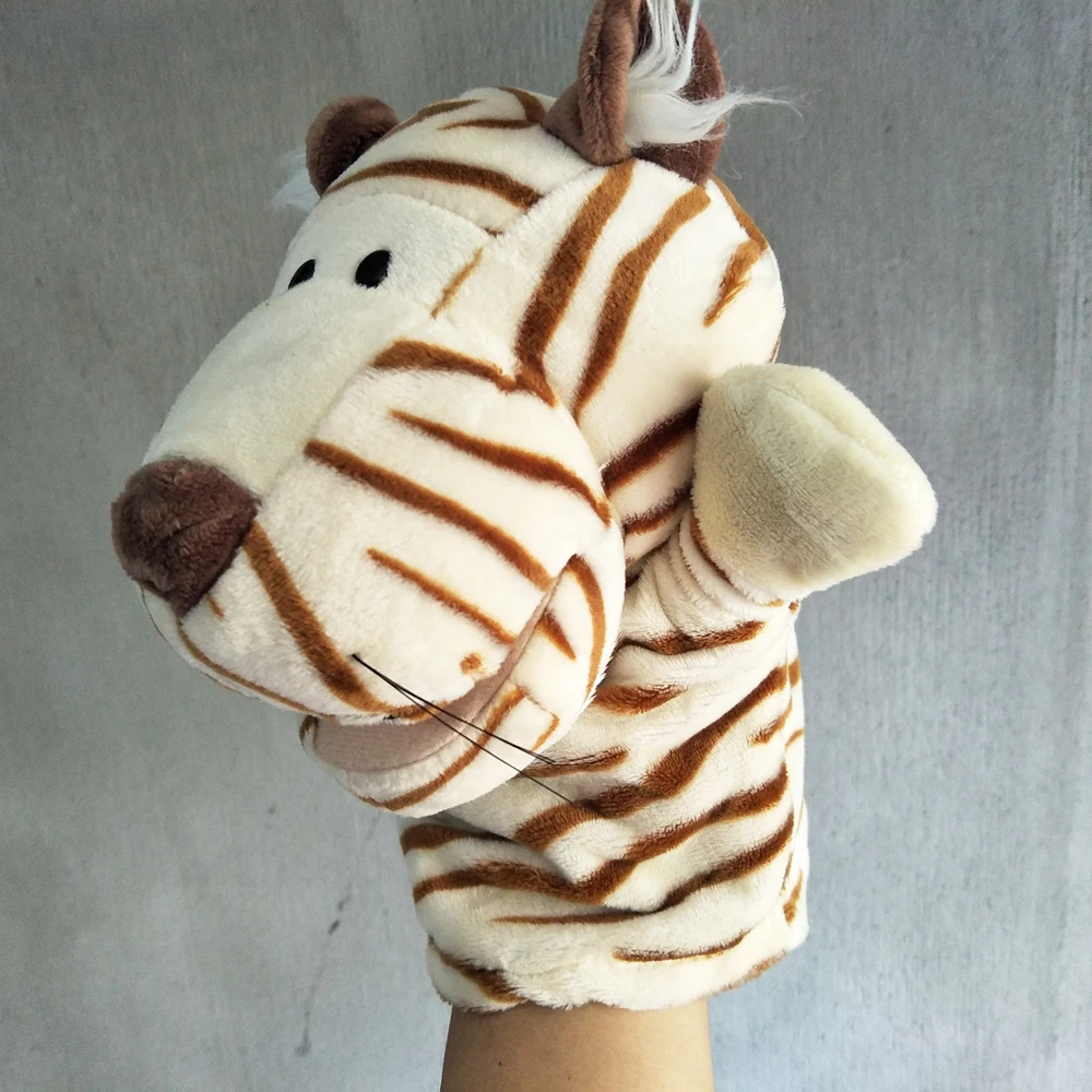 Kinderen handpop speelgoed knuffel streep tijger voor kind verjaardagscadeau
