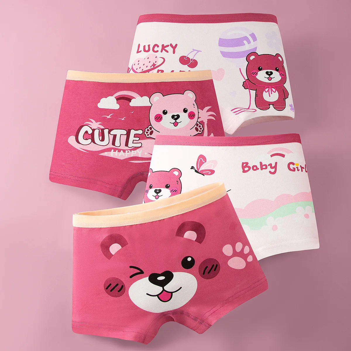 4 pçs algodão meninas calcinha macia bebê adorável personagem padrão dos desenhos animados calcinha estudantes boxer briefs crianças roupa interior boxers