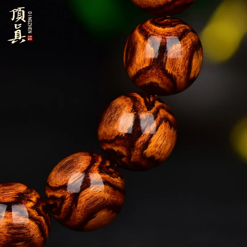 Faithful delicate old material double ghost eyes 15mm Hainan huanghuali bracelet male Buddha beads wenwan bracelet female orphan