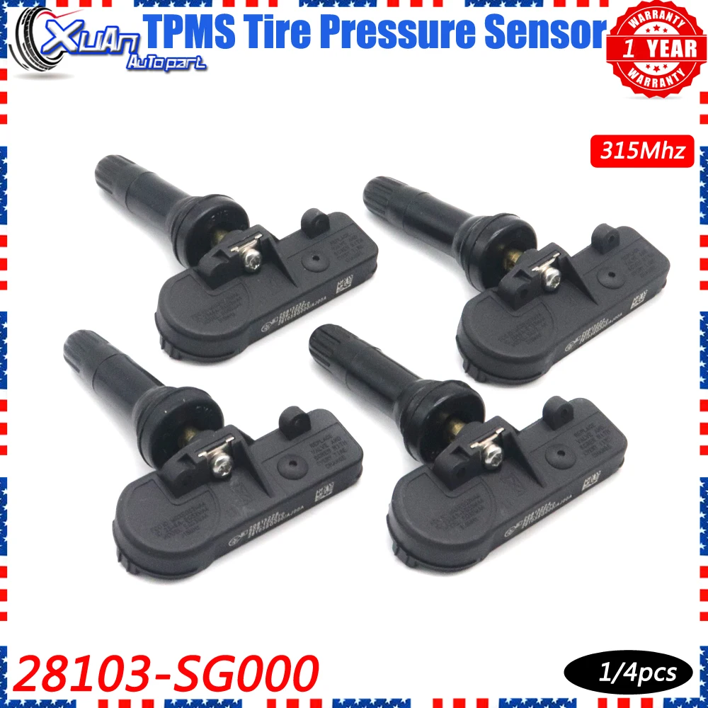 

XUAN 4PCS TPMS Tire Pressure Monitor Sensor 28103-SG000 For Subaru Legacy Forester Impreza WRX Outback XV Crosstrek 315Mhz