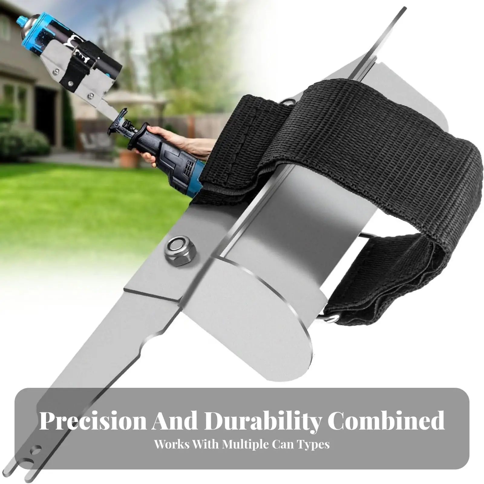 Paint Can Shaker Attachment for Saw Tool Silver Carbon Steel Black Strap Heavy Duty