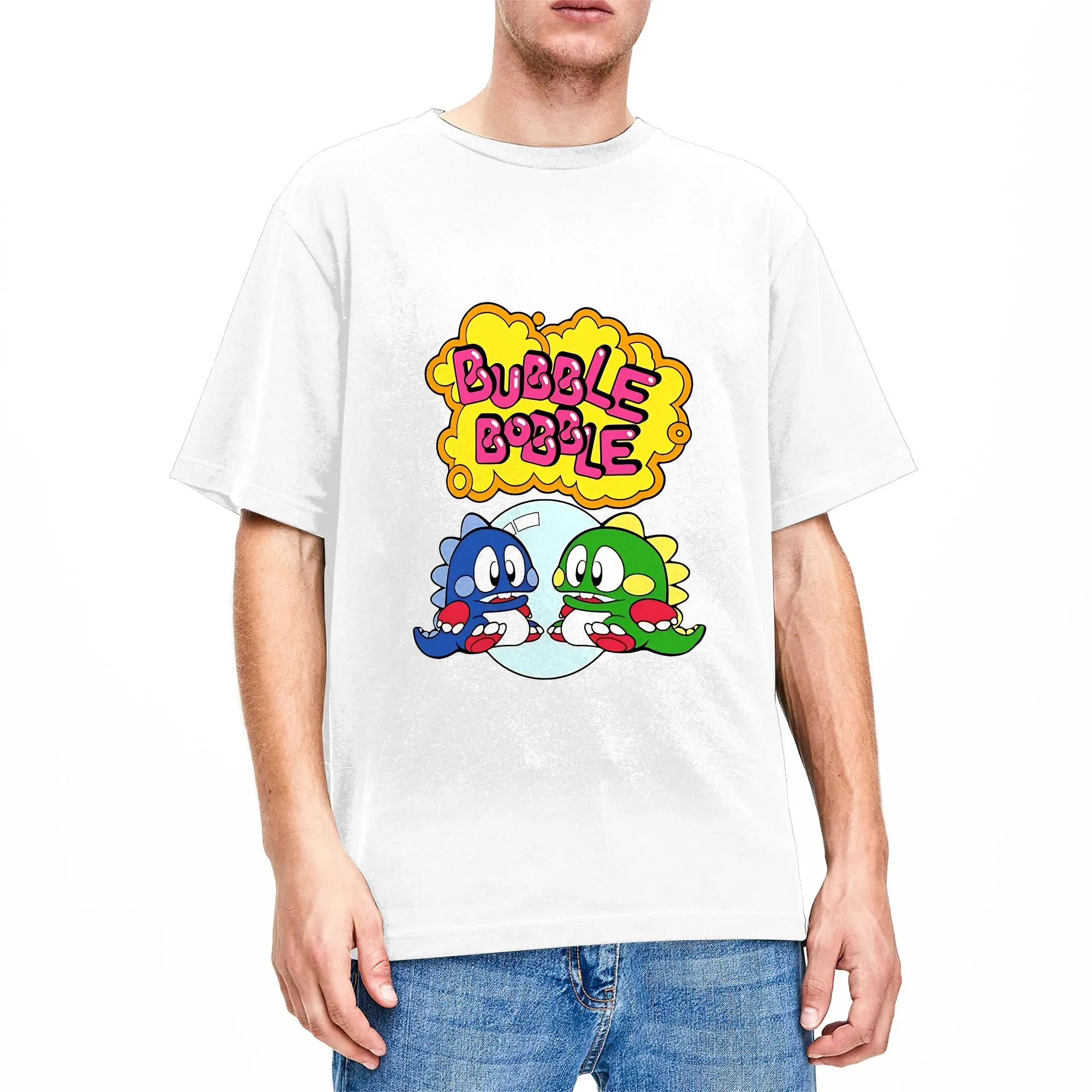 Couple T-Shirt Bubble Bobble  T-Shirts Hipster  Beach Tee Shirt Y2K Funny Pure Cotton Clothing Gift Idea