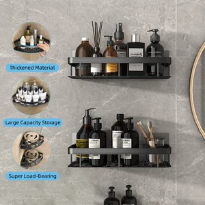 رف الحمام سبائك الألومنيوم دش الجرف اكسسوارات الحمام ماكياج تخزين المنظمة لا حفر الجرف الجدار أفضل 6 منافذ حمام مبيعا - رقم 1