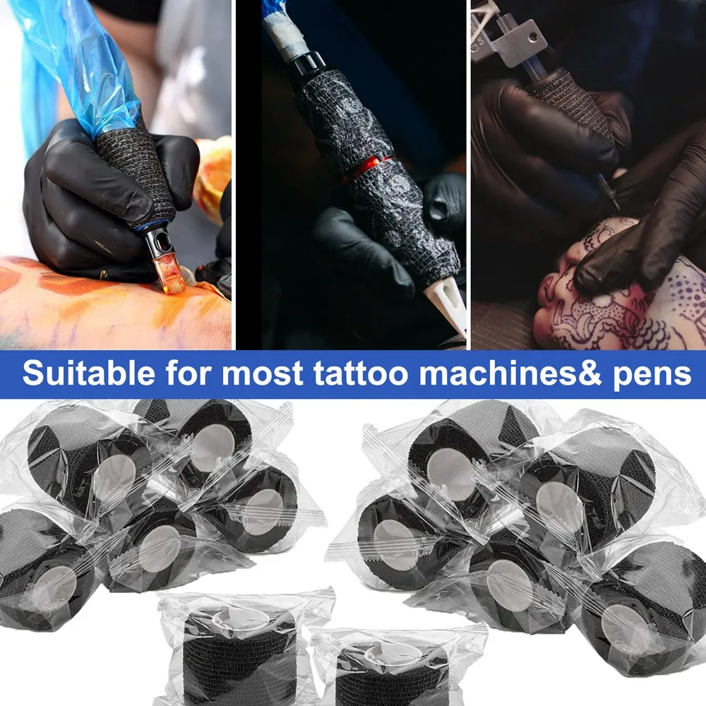 96/48/24/12/1pcs Tattoo Grip Tapes Wraps Elastic Tattoo Bandage Wrap Tattoo Grip Tube Covers Tattoo Machine Pen Tattoo Supplies