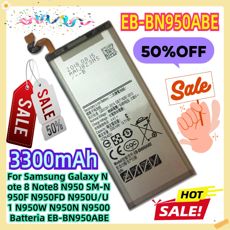

Для Samsung Galaxy Note 8 Note 8 N950 SM-N950F N950FD N950U/U1 N950W N950N N9500 Аккумулятор EB-BN950ABE 3300 мАч