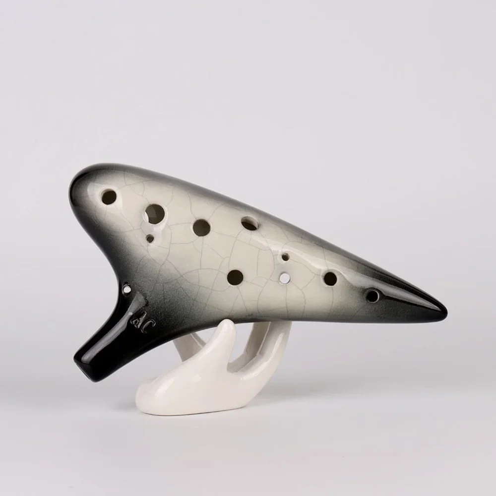 12 Hole Alto C Mediant Tones Ceramic Ocarina Crackle Gradient Black Professional Chinese Flute Tao Instrument