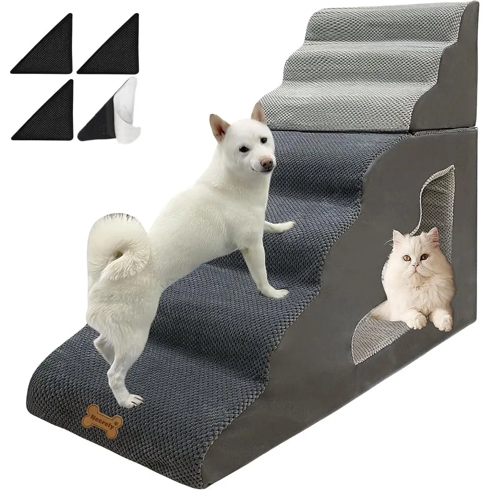 

7-Step Dog Stairs for 36 Inch High Beds, Pet Ramp Stairs 20-42 Inch Couch Bed, Non-Slip Balanced Stairs 75lbs for Small Old Larg