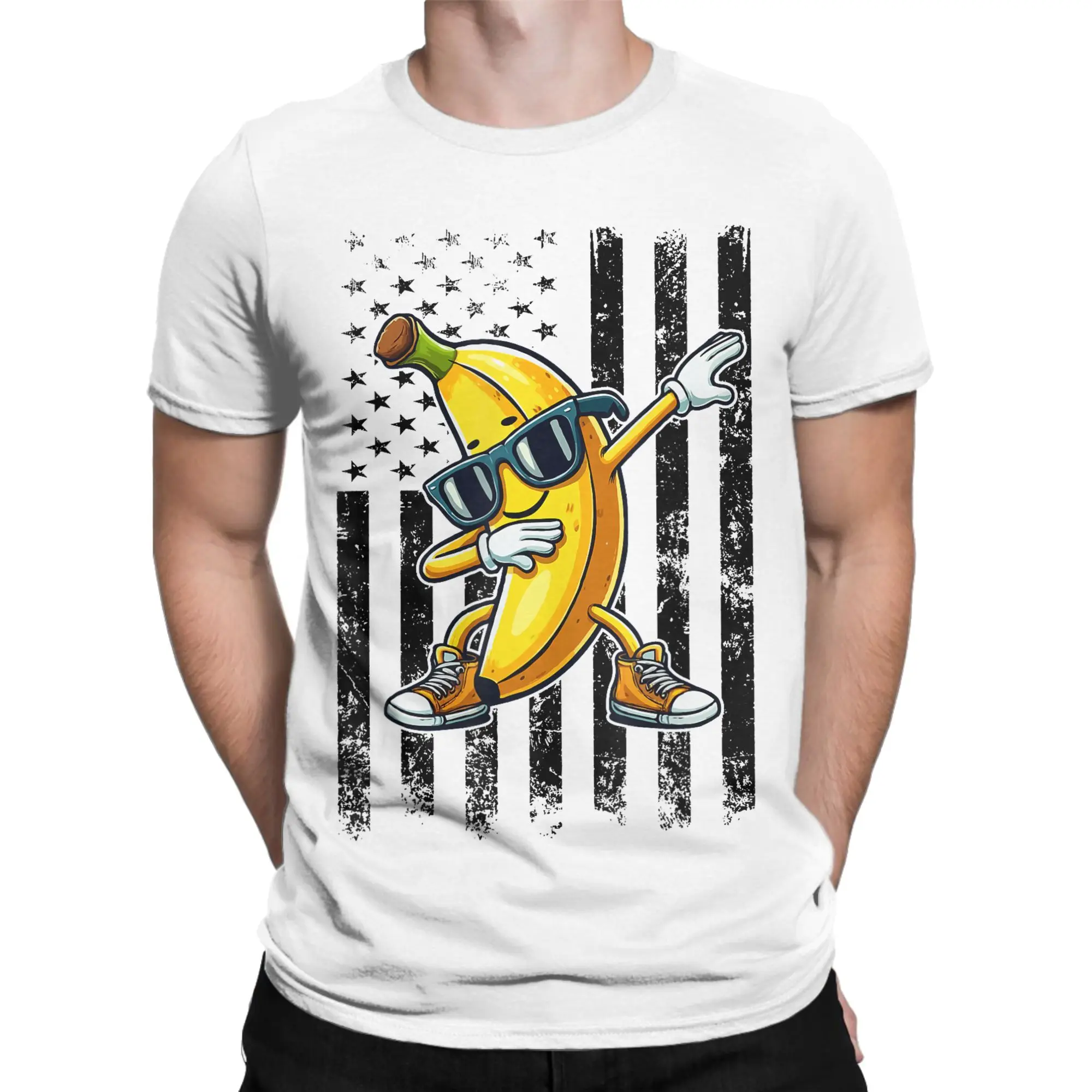 Novelty Banana Ballers T-Shirts Men Crewneck 100% Cotton T Shirt American Flag Short Sleeve Tee Shirt Plus Size Clothes