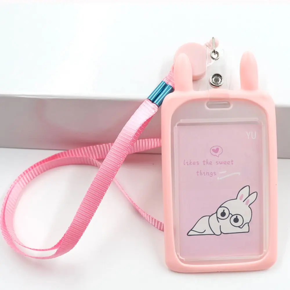 1PC Kids Gift Retractable Reel Lanyard Identity Bus Card Case Card Holder ID Card Sleeve Credit Cover Case