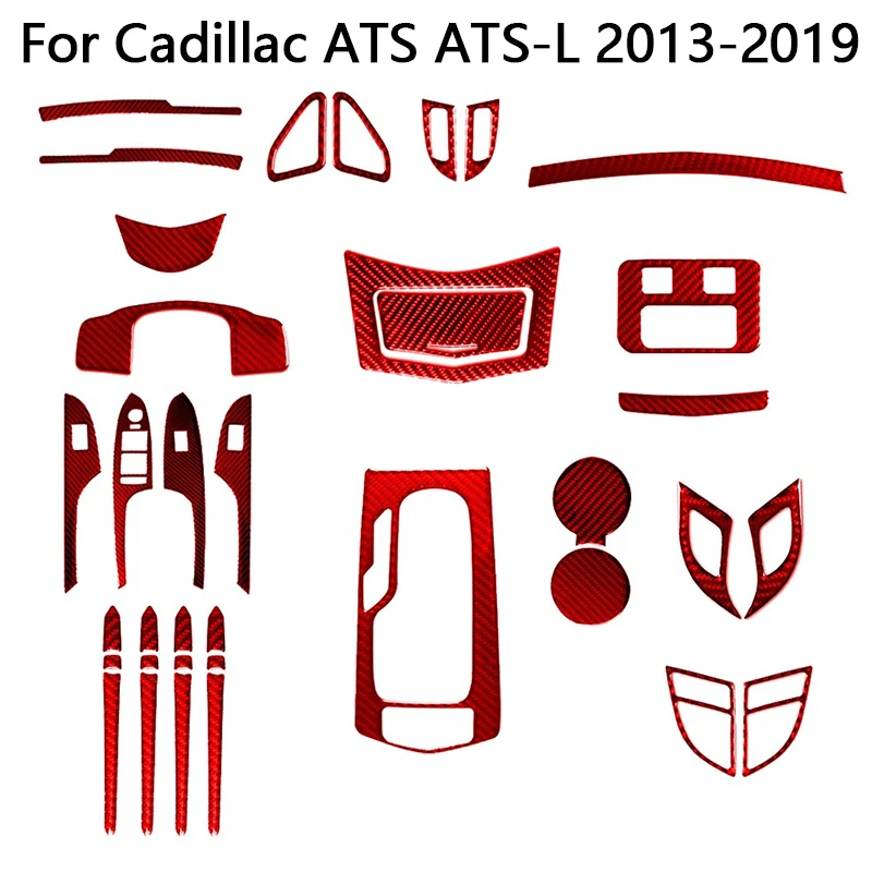 For Cadillac ATS ATS-L 2013 2014 2015 2016 2017 2018 2019 Carbon Fiber Red Stickers Car Interior Decorative Accessories
