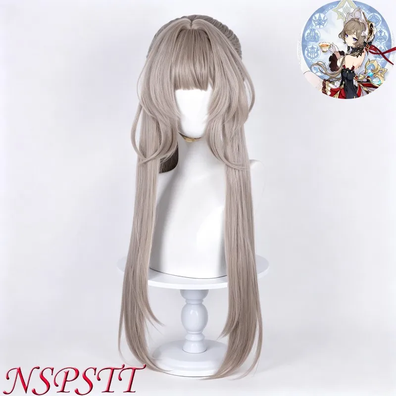 NSPSTT Genshin Impact Sandrone Cosplay Wig 80CM Linen Blonde Heat Resistant Synthetic Hair For Halloween