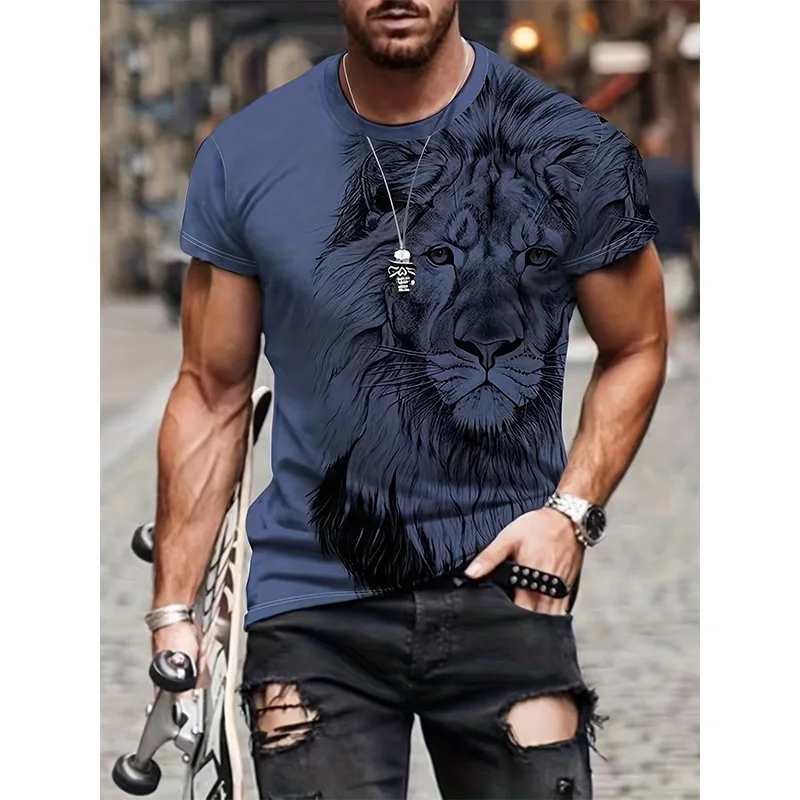 Lion Graphic T Shirts Animal 3D Print Men Women Casual Short Sleeve T-Shirt Streetwear Oversized Harajuku Top Tees Kids Clothing