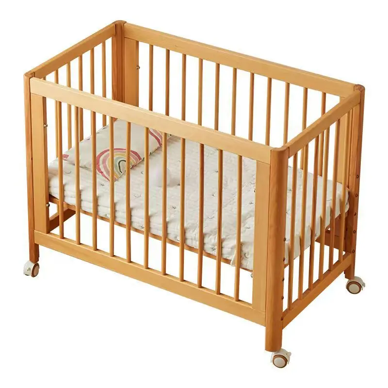 Solid wood splicing movable imported beech bed
