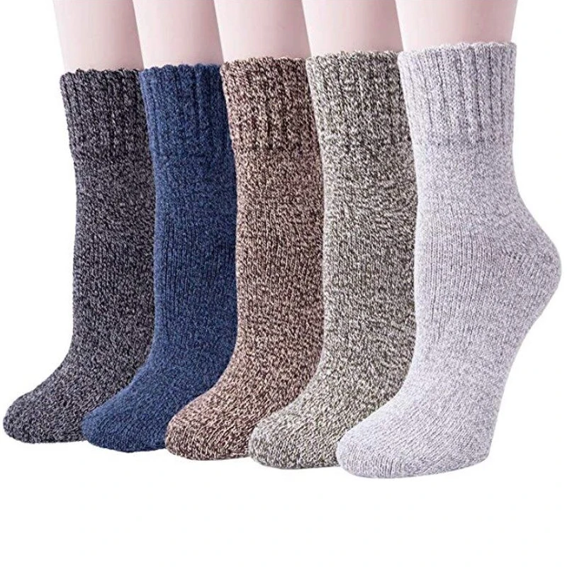 6pcs Winter Solid Color Warm Knitted Thick Socks for Women Men Cotton Wool Plush Warmer Against Cold Unisex Funny Sock 3 pairs