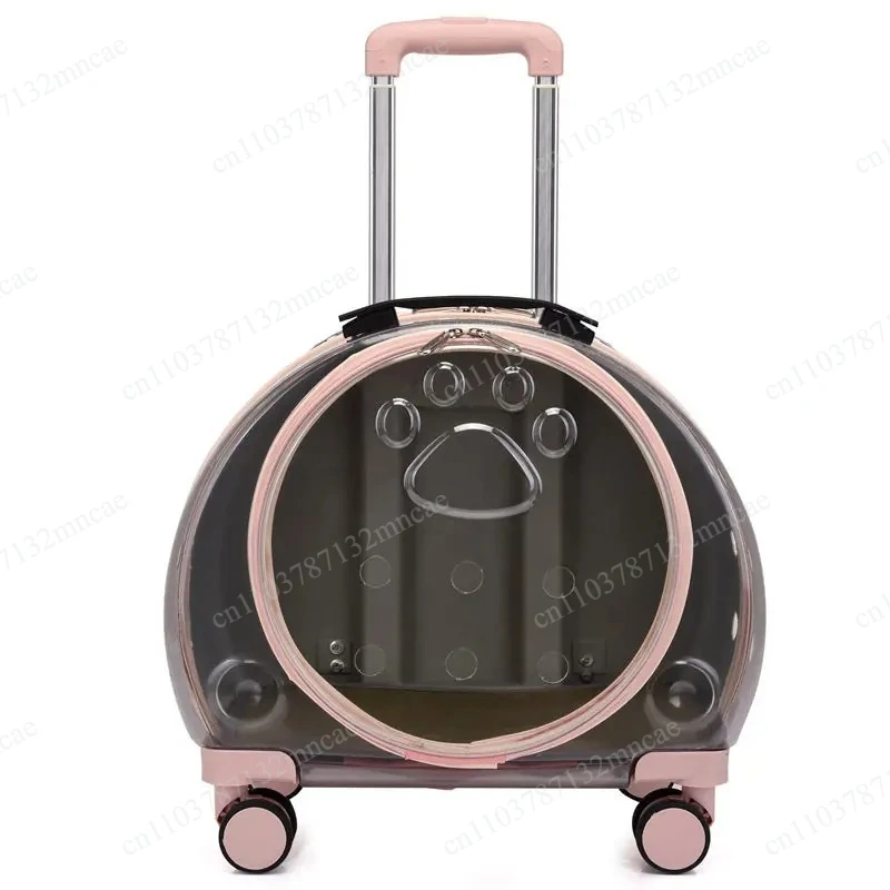Pet Travel Trolley Case Transparent Breathable Backpack Carrier For Cat Dog