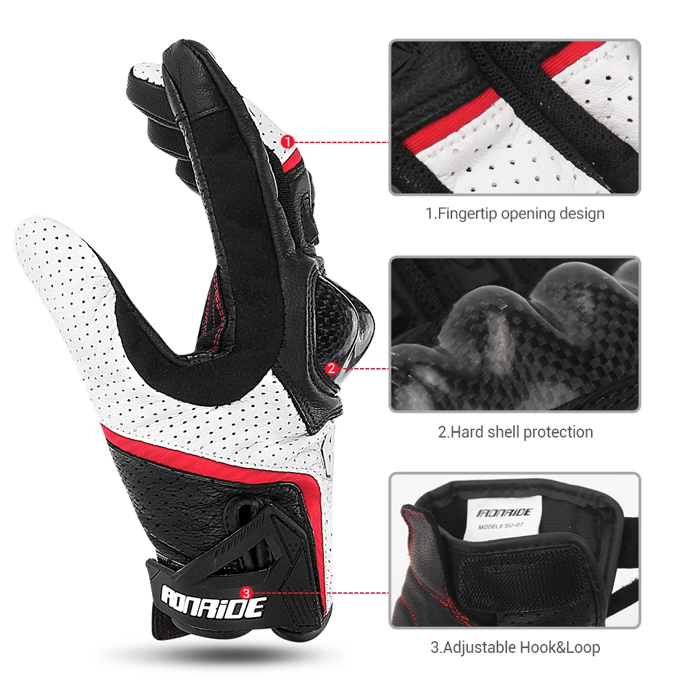 Männer Carbon Fiber Motorrad Handschuhe Rindsleder Moto Motorrad Motocross Handschuhe Anti-slip Schutz Getriebe