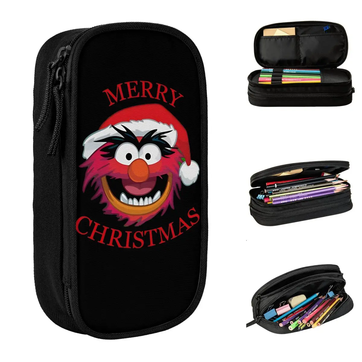 Fun Muppets Christmas Carol Pencil Cases Pencilcases Pen Holder for Girls Boys Large Storage Bag Office Gift Stationery