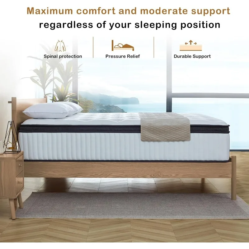 Materasso queen size, materasso queen-box da 12 pollici, materasso in memory foam misto con molle insacchettate separate