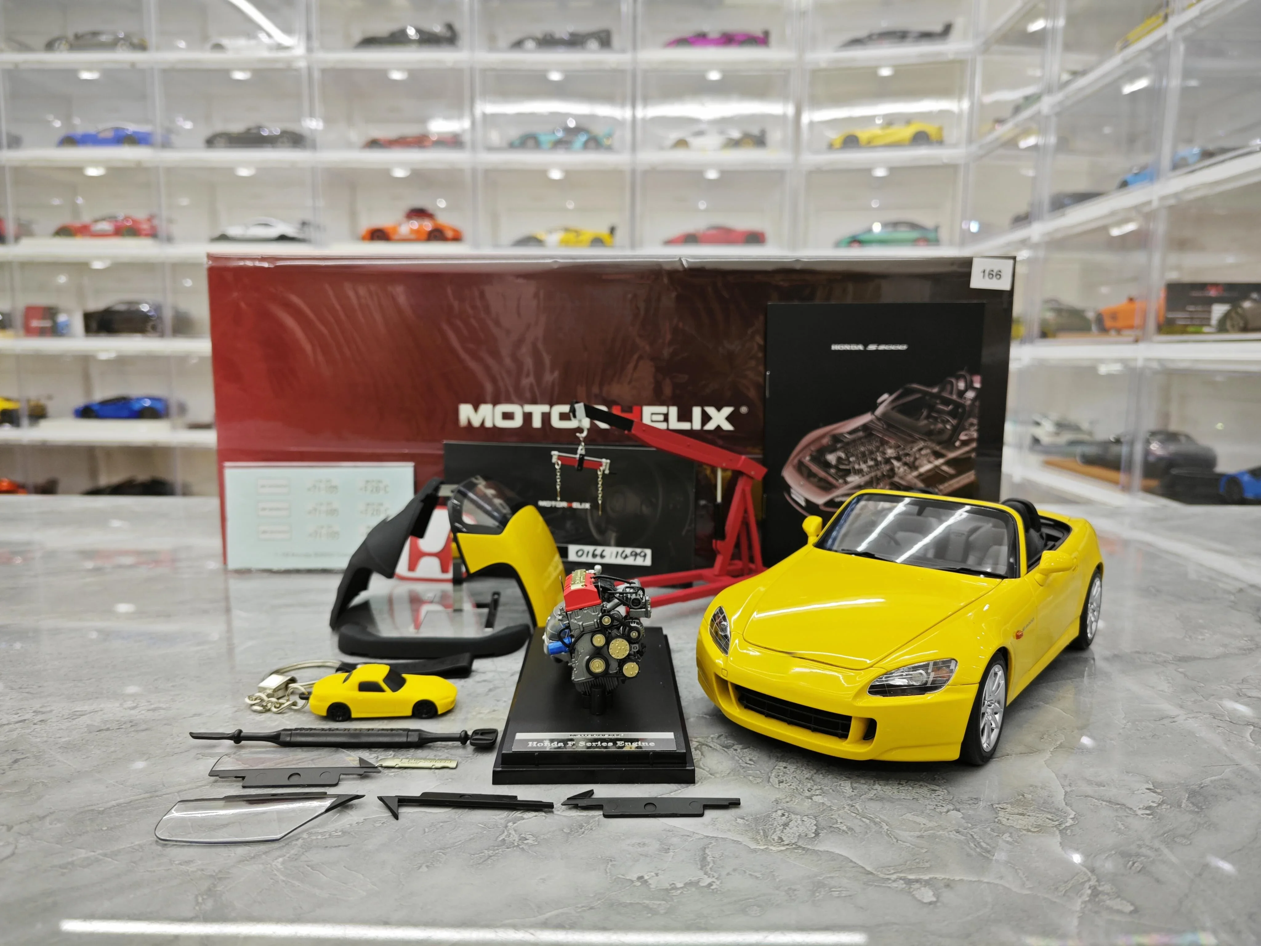 MotorHelix 1:18 para Honda S2000 AP2, modelo de coche de aleación de simulación con motor, edición limitada