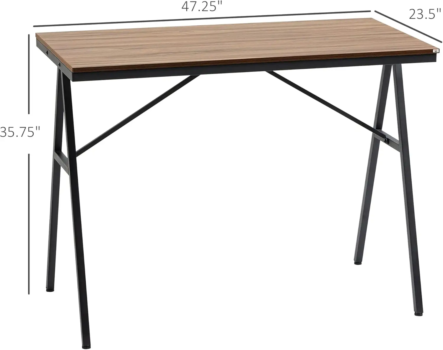 Industrial Bar Table With Steel Frame, Counter Height Table Pub Table For Kitchen Dining Room Cafe, Brown/Black