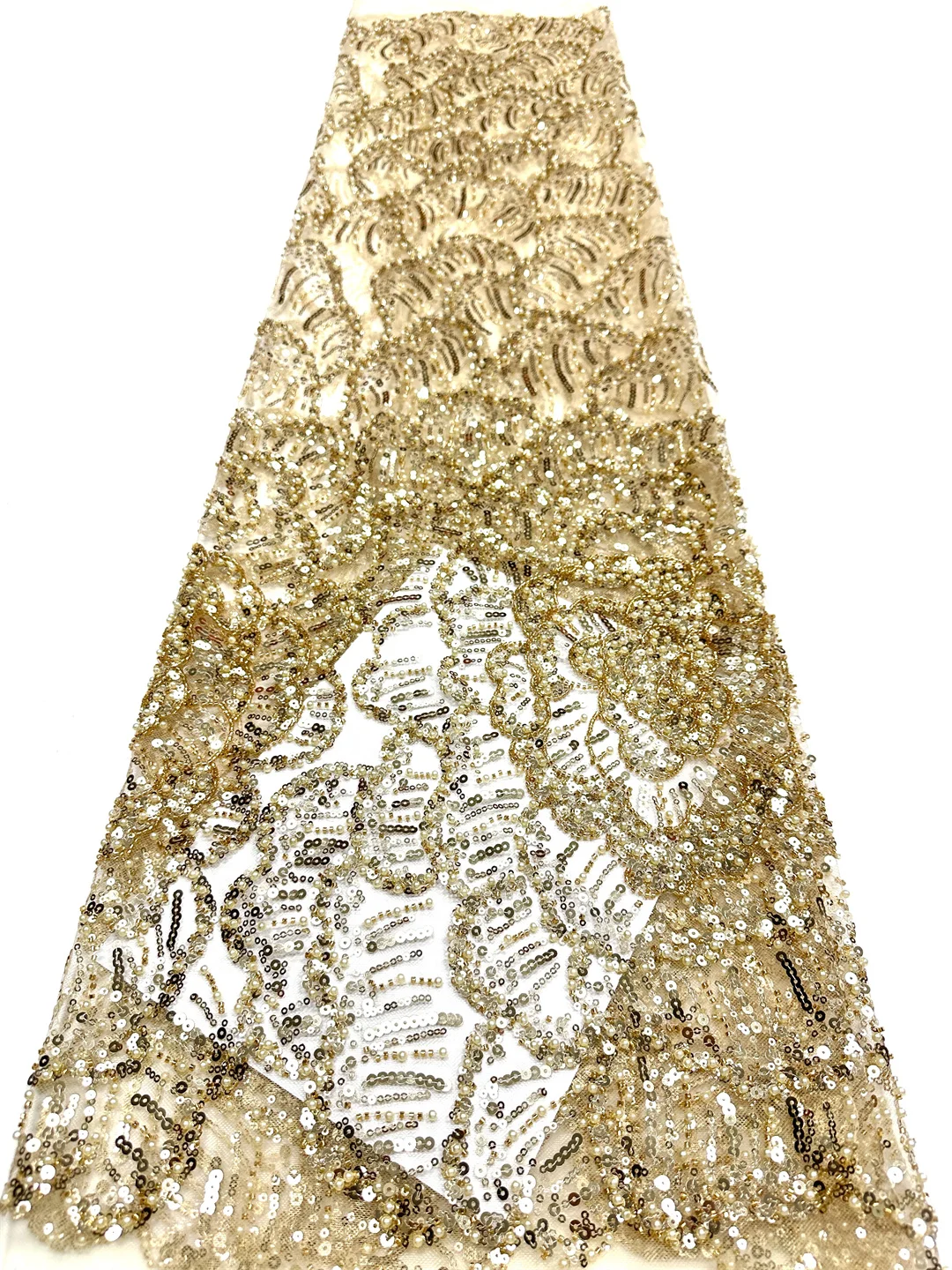 

African Groom Lace Fabric 2026 High Quality Embroidery French Sequins Beaded Tulle Nigeria Lace Fabric for Wedding Party Dresses