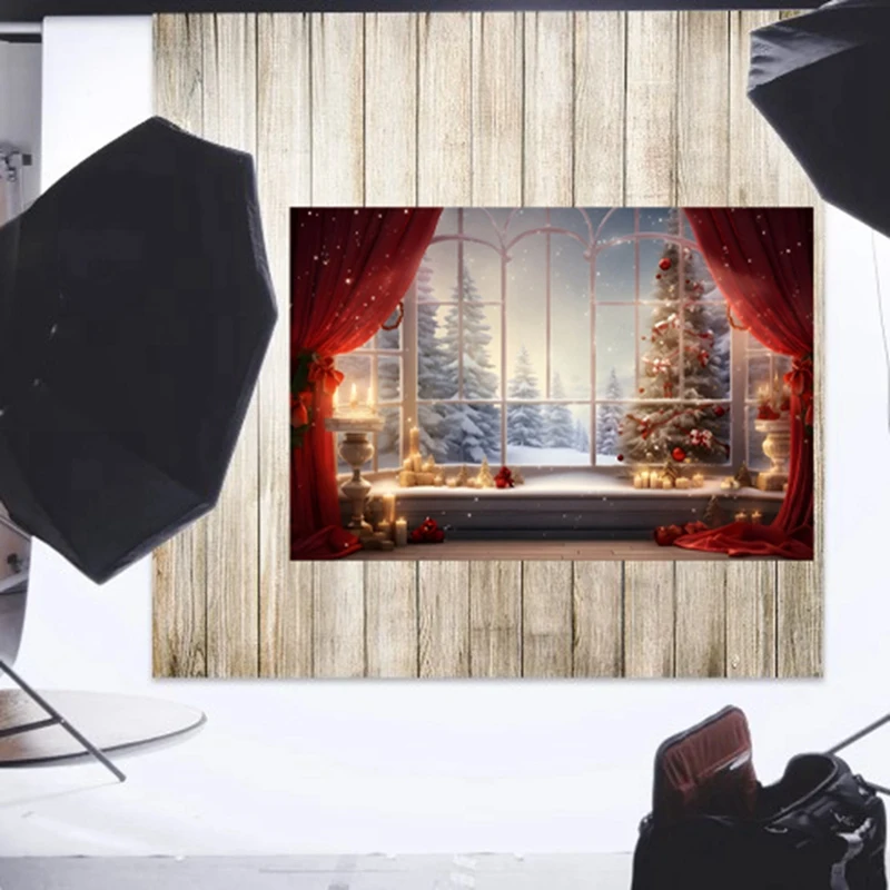 210X150Cm Kerst Achtergrond Doek Kerst Raam Kinderen Fotostudio Fotografie Achtergronden