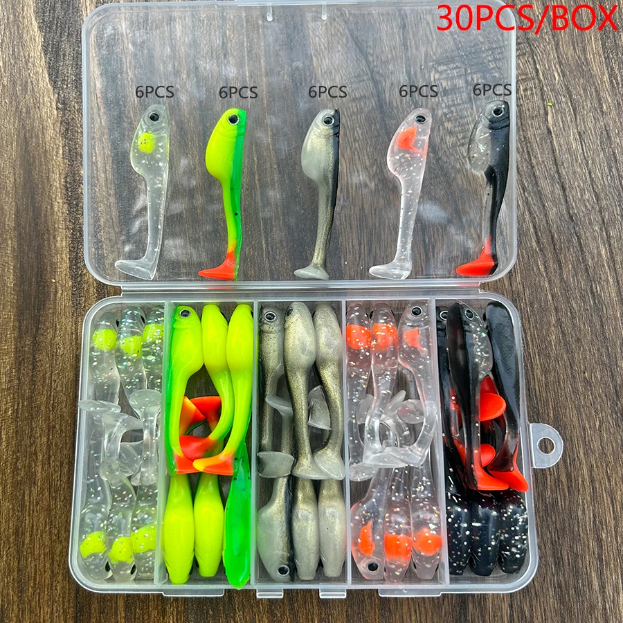 30PCS/BOX Drop Shot Swimbait Easy Shiner Wobblers For Pike Fishing Lures  Set Tail Jig Head Artificial Bait Kit Soft Worms Carp - AliExpress 18
