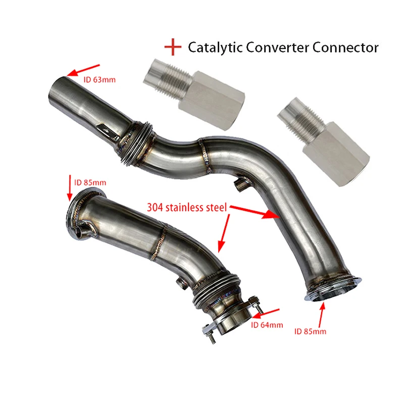 Catless Downpipe  For BMW S55 M2C M3 M4 F80 F82 F83 2015+ Exhaust Header Exhaust Downpipe With steel concave convex insulation