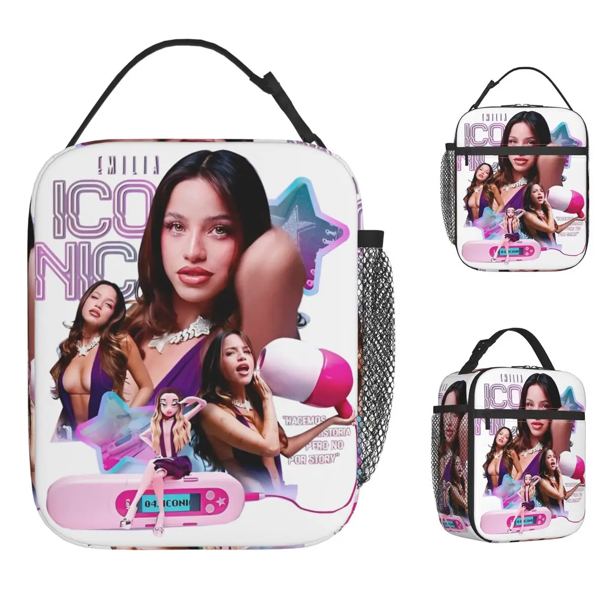 المغني إميليا Mernes MP3 جولة 2025 حقيبة الغداء للجنسين طباعة حقيبة تبريد السفر المحمولة سستة مقاوم للماء أكياس الغداء الحرارية