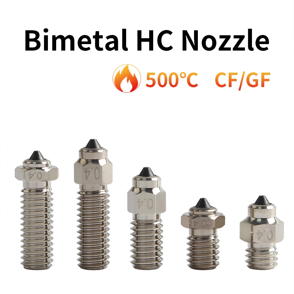 Ugello bimetallico HC per V6/Volcano/Mk8 Hotend Neptune4 K1 Ugello DLC Acciaio temprato e rame Stampante 3D ad usura ad alta temperatura