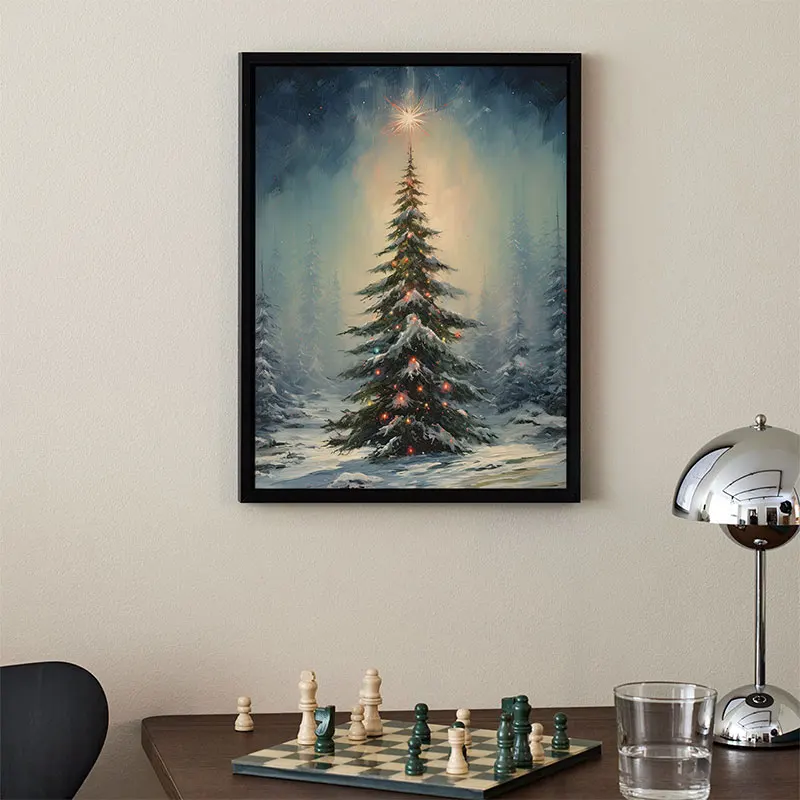 عيد الميلاد إكليل شجرة سانتا كلوز قماش اللوحة المشارك النباتية الشتاء العتيقة خمر جدار ديكور مزرعة عطلة دائمة الخضرة #3