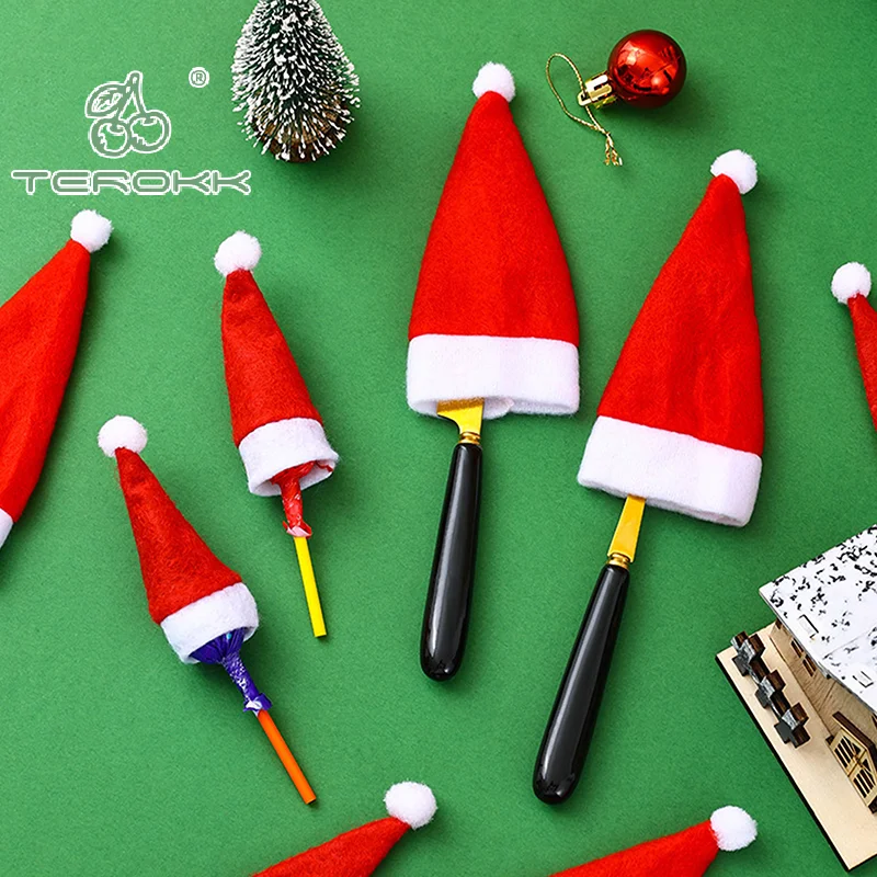 10PCS Mini Christmas Hats Cutlery Knifes Forks Holders Silverware Holder Xmas Hat Tableware Cutlery Bags
