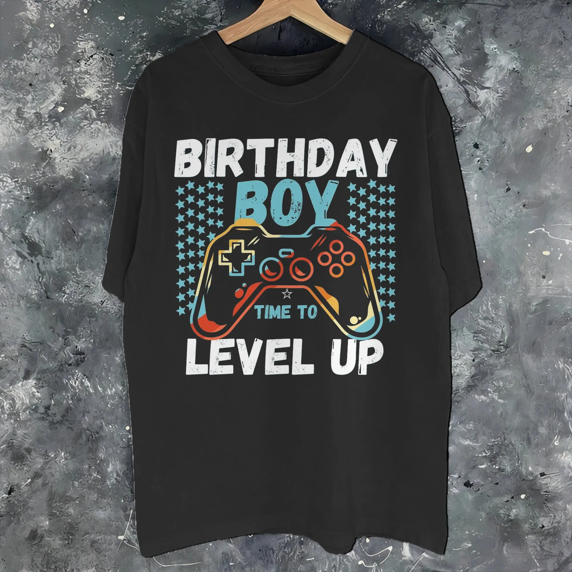 Mens Womens Birthday Boy Time to Level Up T Shirt Cotton Printed T-Shirt Gamer Girl Boy Top Clothing