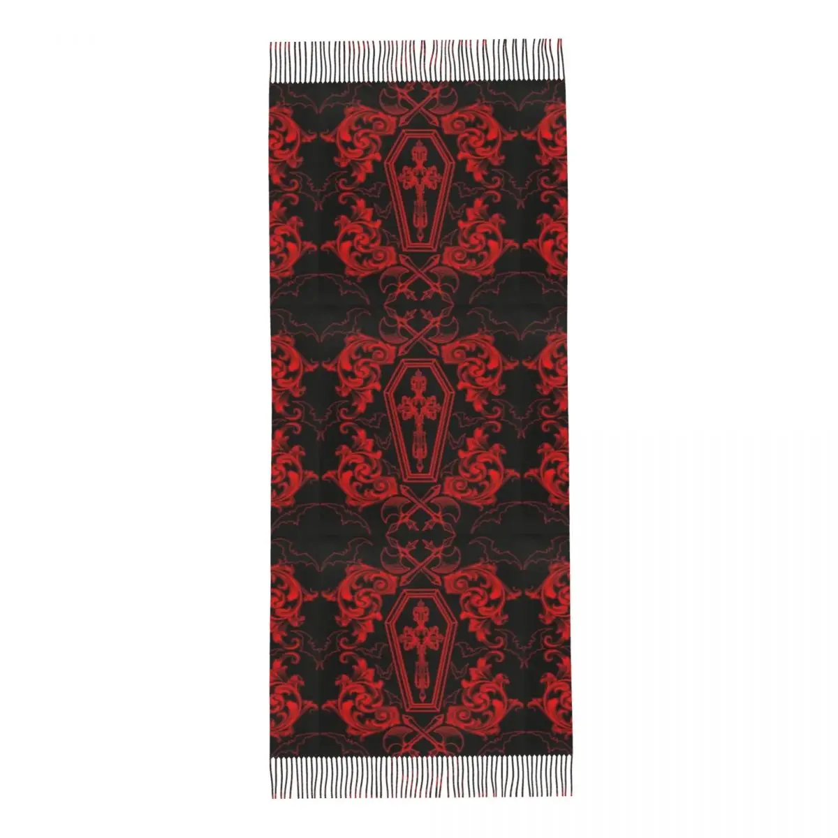 Gothic Vampire Halloween Haunted Mansion Scarf Tassel Scarves for Women Soft Warm Shawls and Wraps Long Fall Winter Shawl Wrap