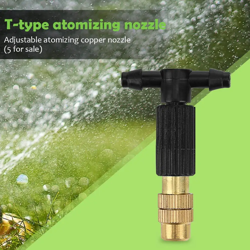 5-50Pcs Micro Drip Irrigation Misting Brass Nozzle Garden Spray Cooling Parts Copper Sprinkler with Thread Barb Tee Connector