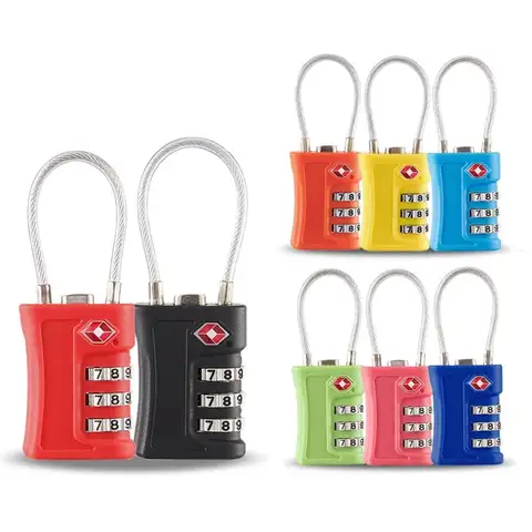 Durevole TSA serratura a combinazione a 3 cifre strumento di sicurezza fune metallica serratura con password doganale lucchetto antifurto serratura per armadietto da viaggio