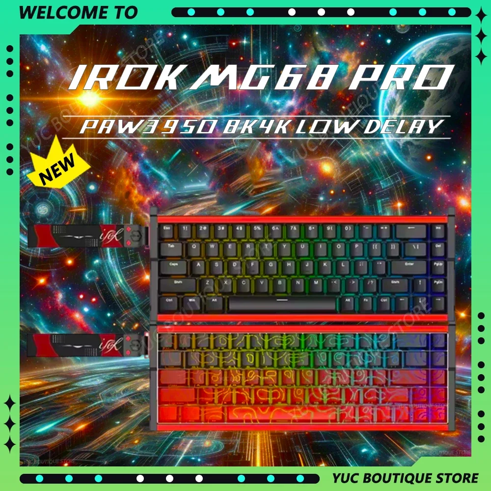 

Irok MG68 Pro Max для киберспорта, игровая механическая 8K, магнитная клавиатура, переключатель RGB, 3 режима, алюминиевый сплав, пользовательские игровые аксессуары