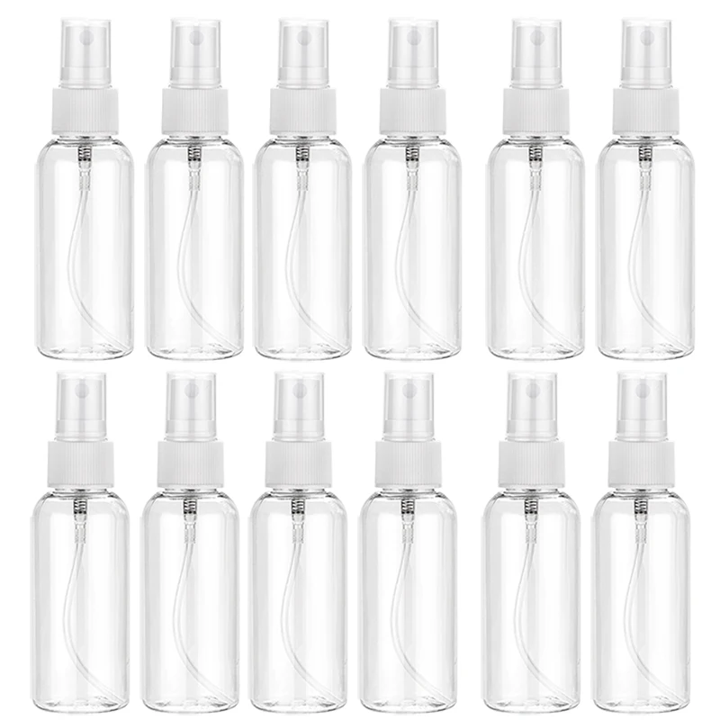 50 Pieces 50Ml Spray Bottles Plastic Empty Refillable Atomiser Transparent Travel Liquid Container